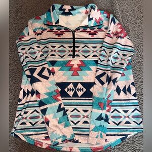 Ladies Crew 3/4 Zipper Aztec
